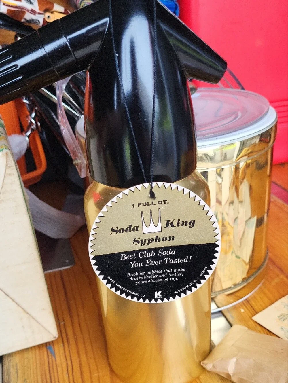 Gold Soda Syphon - Black Handle